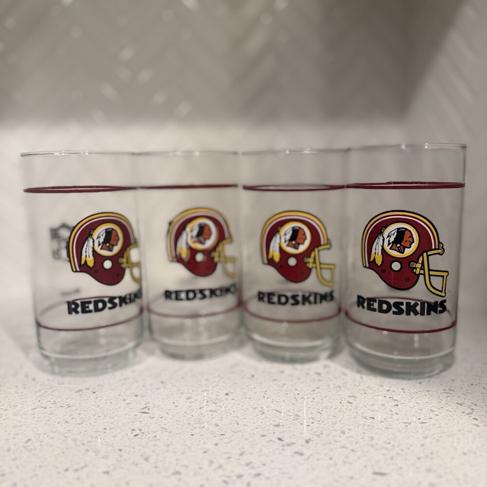 NFL Washington Redskins Football Mobil Drinking Glass Tumbler Lot - Set of 4